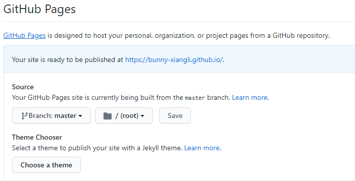 github pages setting